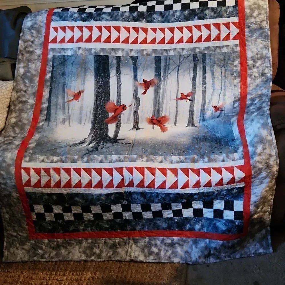 Winter Cardinals Quilt 52" x 72"